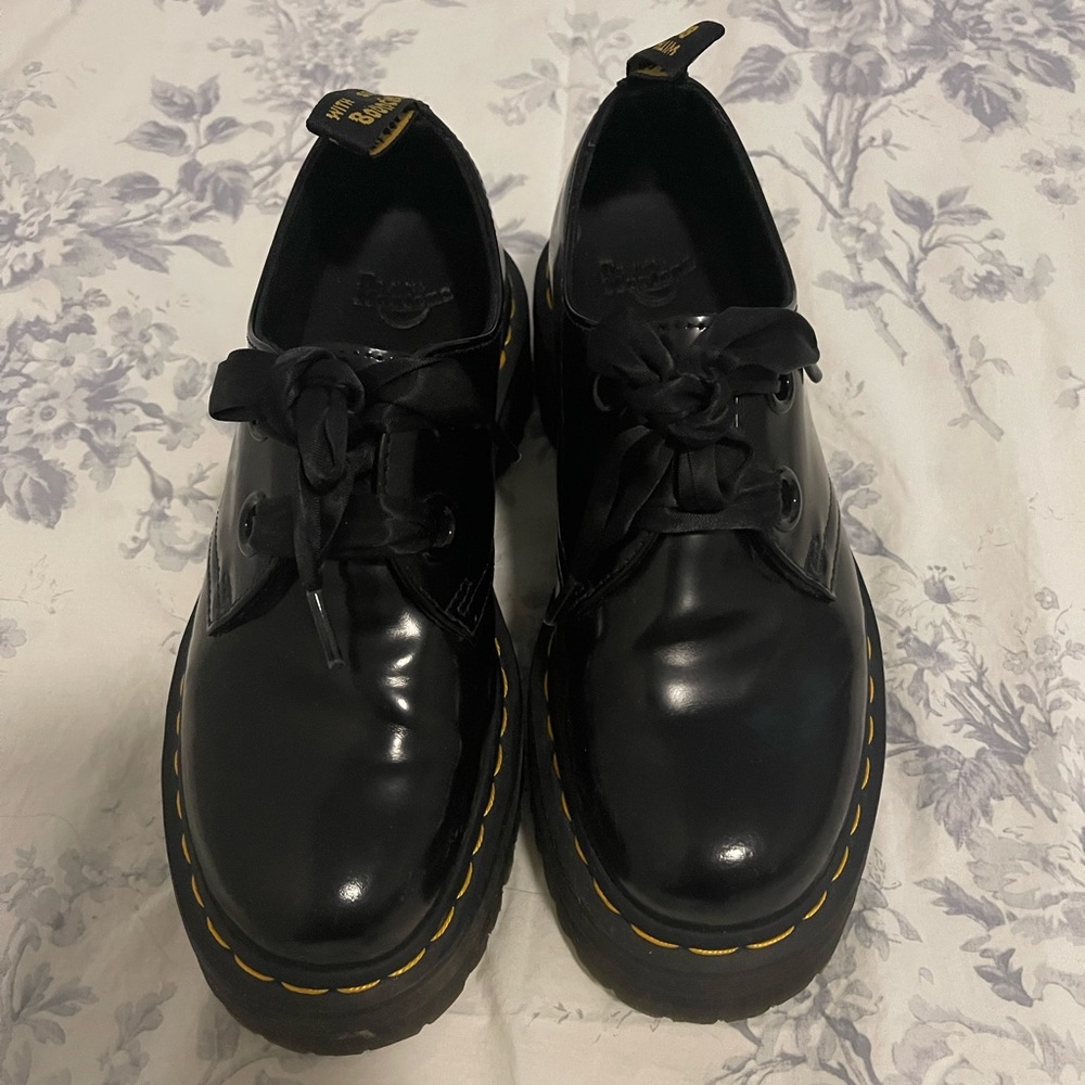 Only worn once, Dr. Martens platform shoes.